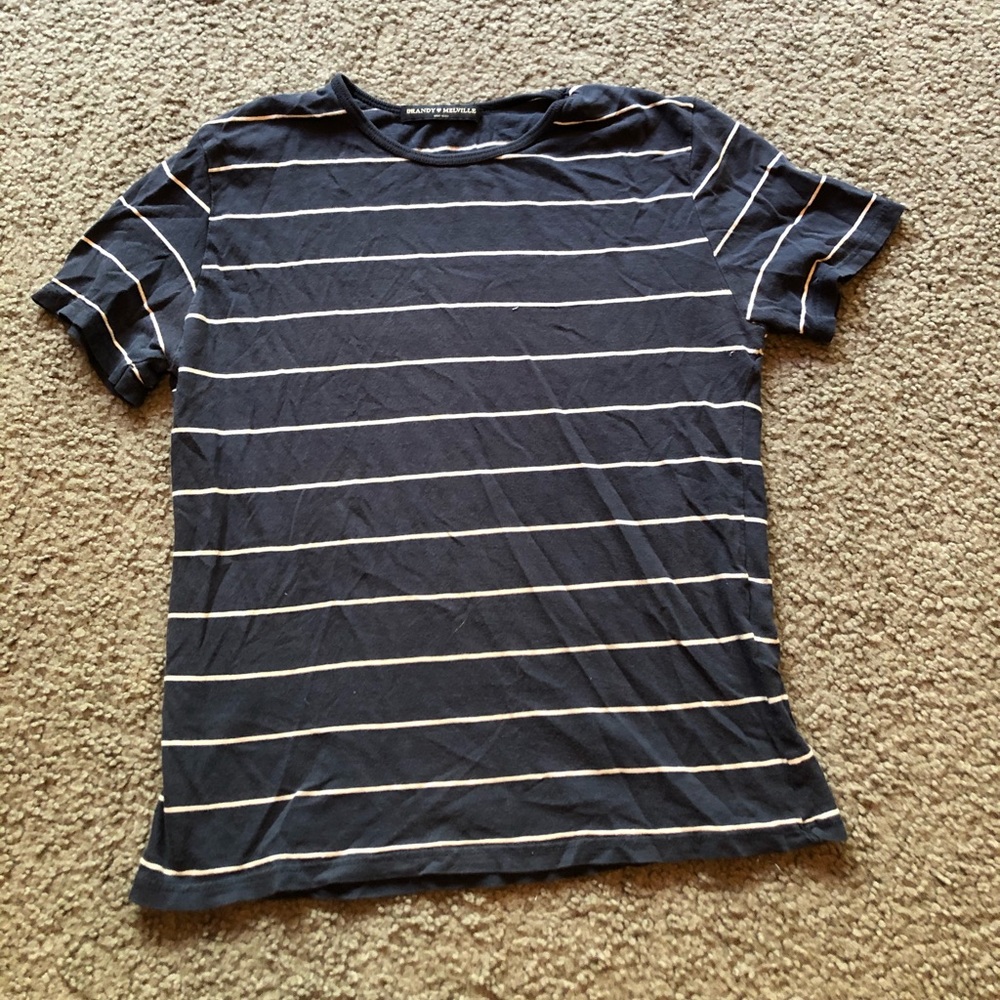 brandy melville navy and white striped top